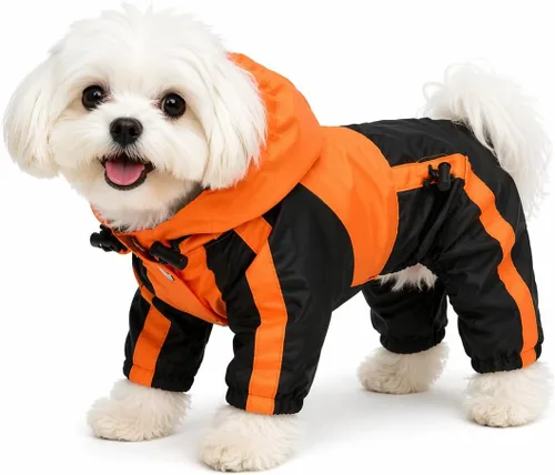 Miniatura 14 de Ropa para mascotas, ropa para perro, ropa para lluvia, nieve, impermeables, cuatro patas, impermeable para perros pequeños, medianos, grandes, Rojo