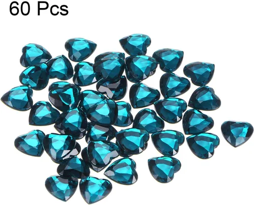 Miniatura 3 de MECCANIXITY 60 calcomanías acrílicas de diamantes de imitación de corazón de 0.315 in con parte trasera plana, gemas de plástico para manualidades