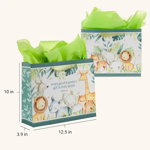 Miniatura 2 de Christian Art Gifts Bolsa de regalo grande de las Escrituras de Paisaje con tarjeta de felicitación y juego de papel de seda para niños: cada