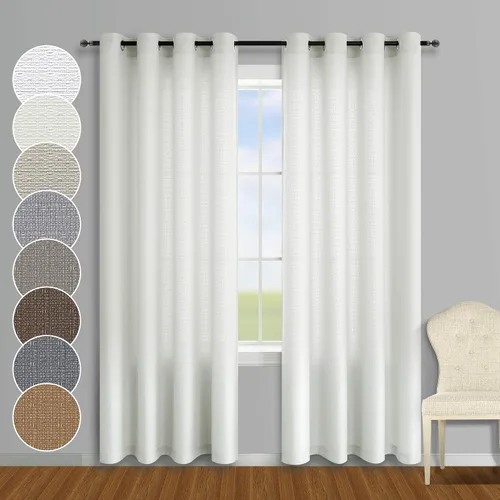 Miniatura 9 de KOUFALL - Cortinas transparentes con aspecto de lino