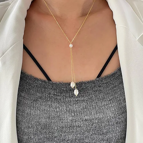 Miniatura 4 de Collares de perlas de oro de 14 quilates para mujer, exquisitos collares de perlas cultivadas a mano, collares de perlas simples para regalos