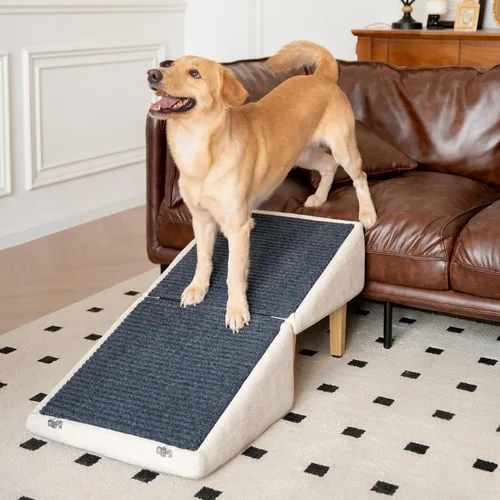Miniatura 3 de Rampa para perros 3 en 1 con almacenamiento – Escaleras para mascotas para perros y gatos, suave para las articulaciones de mascotas mayores