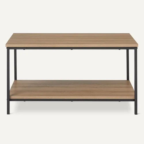 Miniatura 6 de Amazon Basics Mesa de centro rectangular con estante inferior, mesa central para sala de estar, de madera, 19.9" P x 31.5" A x 16.5" Al Roble