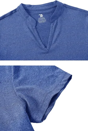 Miniatura 6 de YSENTO Camisas polo de golf Dry Fit para mujer, manga corta, cuello en V, sin cuello, ropa