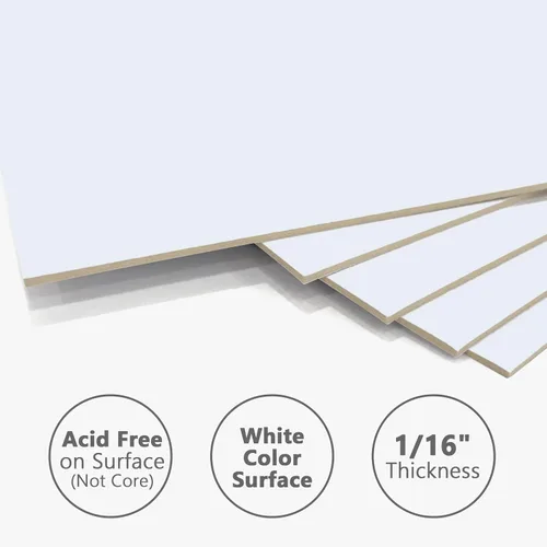 Miniatura 4 de Paquete de 10 tableros de respaldo solamente – Tablas de base blancas sin cortar de 11 x 14 pulgadas, sin ácidos y con núcleo blanco, ideal