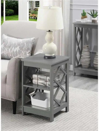 Miniatura 2 de Convenience Concepts Mesa auxiliar de diamante, gris