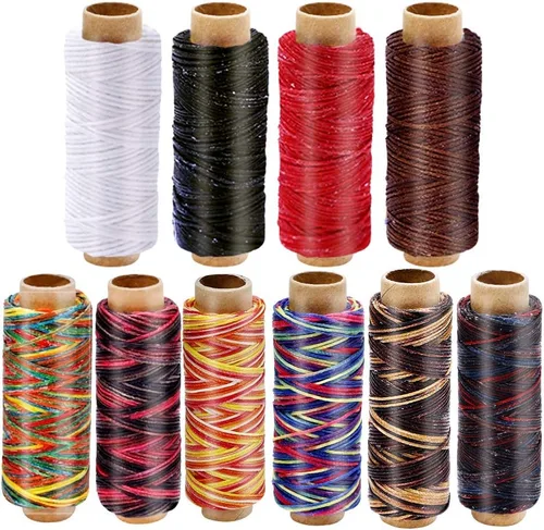 Jmuiiu Hilo encerado de cuero para coser, 10 colores, cordón de hilo encerado 150D, costura para pulseras, fabricación de joyas, encuadernación,