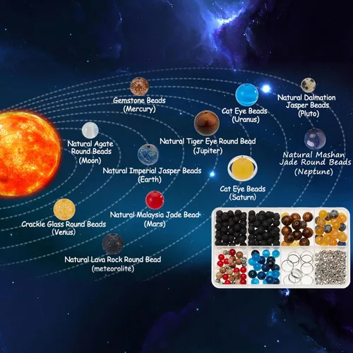 Miniatura 4 de SUNNYCLUE 1 caja de más de 300 piezas de bricolaje 10 juegos de pulseras del sistema solar, kit de pulseras del universo galaxia, los nueve planetas