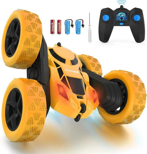 Miniatura 11 de Hamdol Coche de acrobacias a control remoto para niños de 6 a 12 años, auto de control remoto giratorio de 360° con luces LED, vehículo eléctrico