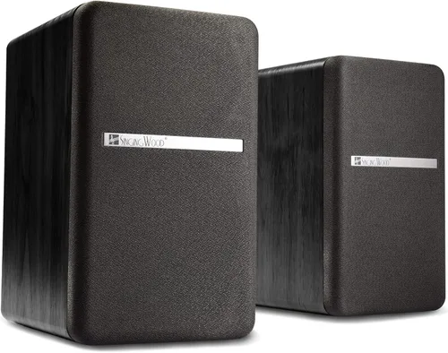 Miniatura 2 de SINGING WOOD Altavoces pasivos T25 de 2 vías para estantería de 60 vatios (30 W x 2) con soporte de montaje en pared preinstalado, acabado de madera