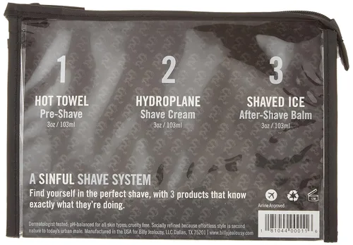 Miniatura 3 de Billy Jealousy Shave3some Trio - Kit de afeitado de tamaño de viaje para hombres con calentamiento preafeitado, crema de afeitado súper resbaladiza