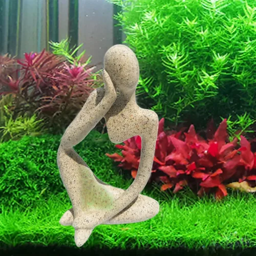 Estatua meditadora de arenisca, decoración de pecera, peces betta, adornos de acuario, estatua de pensador, accesorios decorativos para paisajismo