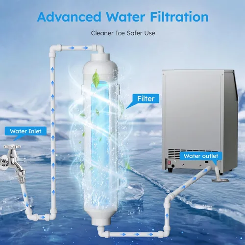 Miniatura 4 de Máquina comercial para hacer hielo – 150 libras/24 horas, máquina de hielo comercial con contenedor de almacenamiento de 50 libras, debajo