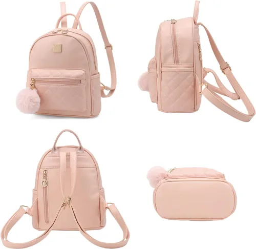 Miniatura 25 de Mini mochila de moda para niñas, bolso pequeño lindo de cuero a cuadros para mujer, mochilas pequeñas, Negro -, Mini mochila de moda para niñas