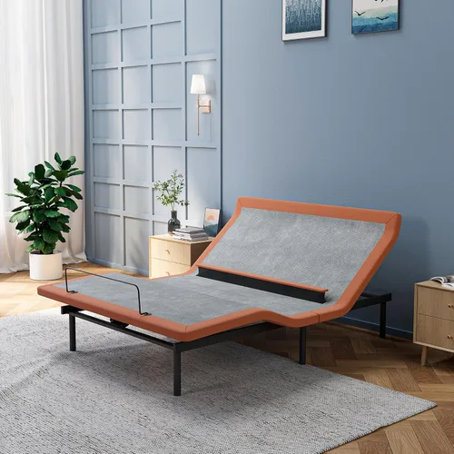 Miniatura 11 de ESHINE Marco de cama ajustable + colchón híbrido de 14 pulgadas, soporte lumbar, inclinación de almohada para la cabeza, control de aplicación