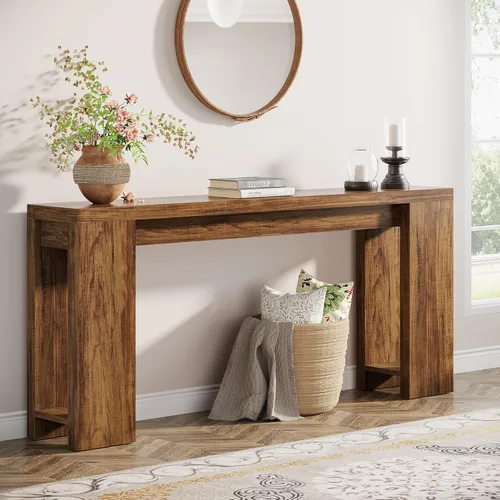 Miniatura 12 de Tribesigns Mesa Consola Extra Larga de 70.9 Pulgadas, Mesa de Sofá de Madera Estilo Granja Detrás del Sofá, Mesa de Acento Estrecha para Entrada