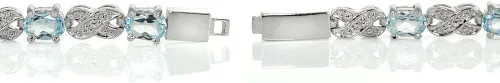 Miniatura 2 de Ice Gems - Pulsera de plata de ley con gemas auténticas o creadas, infinito X y ovalada