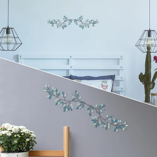 Miniatura 4 de Hotop 2 Piezas Decoración de Pared de Metal con Hojas de Árbol, Arte de Pared de Rama de Olivo con Vid, Esculturas de Hierro Forjado con Volutas