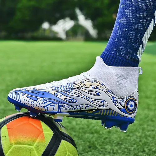 Miniatura 4 de Zapatos de fútbol para hombre con tacos de caña alta AG para exteriores, para césped atlético, profesional, para jóvenes, niños, tenis de fútbol