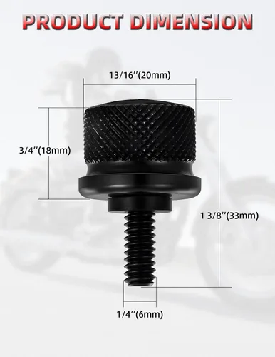 Miniatura 5 de Amazicha Perno de asiento de aluminio negro con tornillo, compatible con Harley Davidson Sportster Softail Touring Dyna 1996-2026