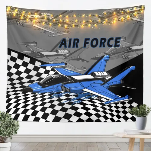Miniatura 7 de Manfei Tapiz de pared de aviones para niños, diseño de bandera estadounidense, decoración de habitación de niños, niñas y adultos, decoración