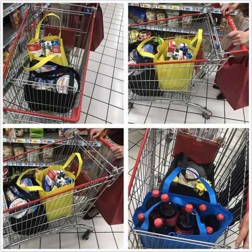 Miniatura 6 de NERUB Juego de 10 bolsas de comestibles reutilizables de servicio pesado, bolsas de compras, bolsas grandes para comestibles con fondo reforzado