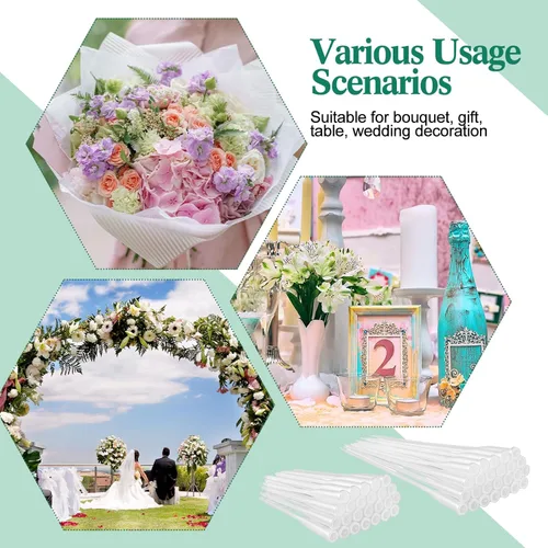 Miniatura 6 de Tessco for you 72 Pcs Floral Water Tubes 12 Inch and 6 Inch Floral Tubes Plastic Flower Tube for Fresh Flowers with Rubber Cap Flower Stem