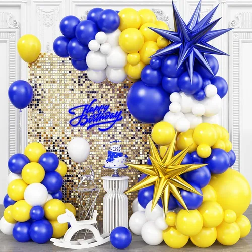Miniatura 15 de Kit de arco de globos azul plateado, guirnalda de globos azul marino plateado con globos metálicos azul claro plateado globos de papel de aluminio