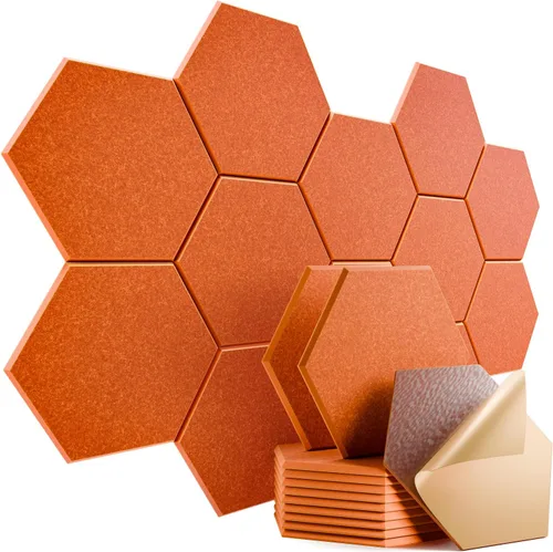 Miniatura 58 de Paquete de 12 paneles acústicos autoadhesivos de 12 x 10 x 0.4 pulgadas, paneles de espuma a prueba de sonido con alta densidad, diseño forrado