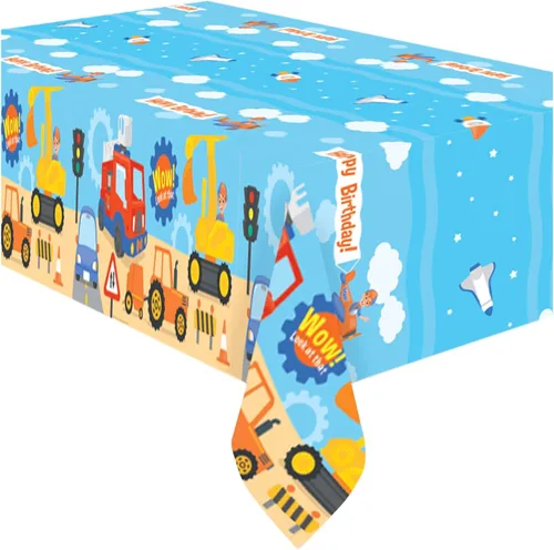 Treasures Gifted Suministros para fiesta de cumpleaños con licencia oficial de Blippi, paquete de 2, mantel Blippi de 54 x 108 pulgadas, suministros