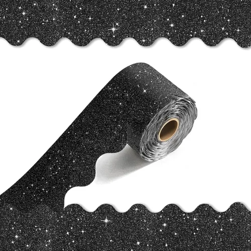 Bordes de tablón de anuncios de 70 pies, bordes festoneados brillantes, borde decorativo para póster, decoración de aula para escuela, tiras de