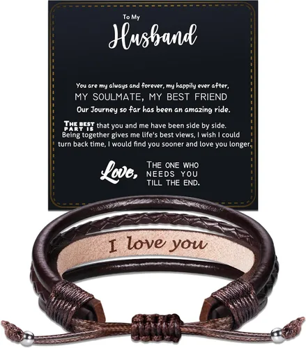 Miniatura 10 de Regalos del día del padre para papá, marido, pulsera de cuero para hombres, él, novio, hijo, ajustable, marrón, pulsera de cuero para hombre