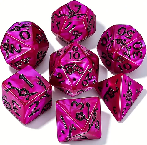 Miniatura 32 de CiaraQ DND - Juego de dados poliédricos con bolsa de dados para juegos de rol de Calabozos y Dragones RPG MTG (fuente negra y dorada)