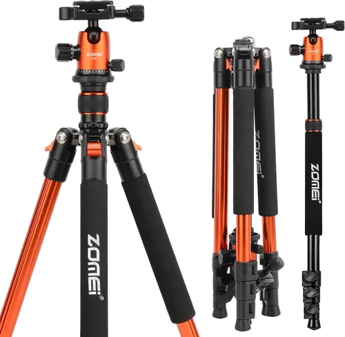 Miniatura 10 de Zomei Q555 - Trípode de cámara de 62.5 pulgadas, trípode de viaje portátil de aluminio ligero y compacto con cabezal de bola de 360 grados para Vlog