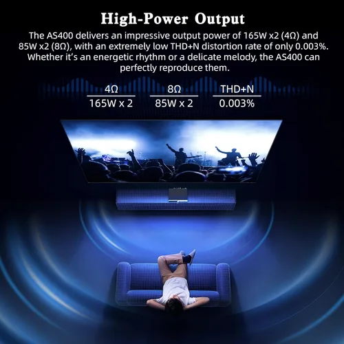 Miniatura 4 de S.M.S.L AS400 Amplificador de Potencia DAC Amplificador de Auriculares 165W x2 2.1 Canal MA5332MS MM Amplificador Phono Bluetooth 5.1 CS43131 MQA CD