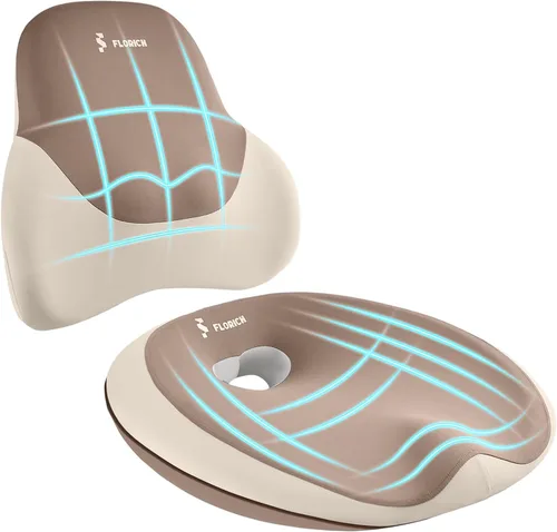 Miniatura 17 de FLORICH Cojín de Asiento con Soporte Lumbar para Silla de Oficina, Soporte de Respaldo Inferior del Automóvil, Almohada Ergonómica para Silla de Gris