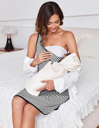 Miniatura 3 de Ekouaer Vestido de parto y parto para hospital 3 en 1 vestido de enfermería sin mangas maternidad botón a presión camisón de lactancia