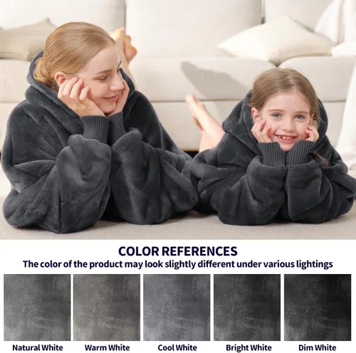 Miniatura 2 de Touchat Manta Vestible con Capucha para Niños y Adolescentes de 6-13 Años, Sudadera de Forro Polar Sherpa de Gran Tamaño con Bolsillo, Mantas Suaves