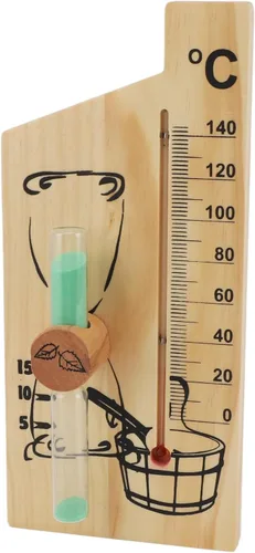 Miniatura 2 de Karlak Sauna Thermometer Hourglass 15 Minute Sand Timer 0 to 140 Celsius Degree Temperature Wall Mount Sauna Accessory