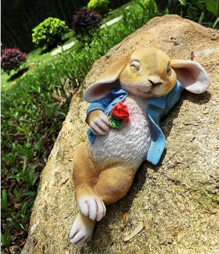 Miniatura 5 de iRonrain Estatuas de jardín, conejito de fantasía, decoración de arte al aire libre, figuras de animales para el día de Acción de Gracias