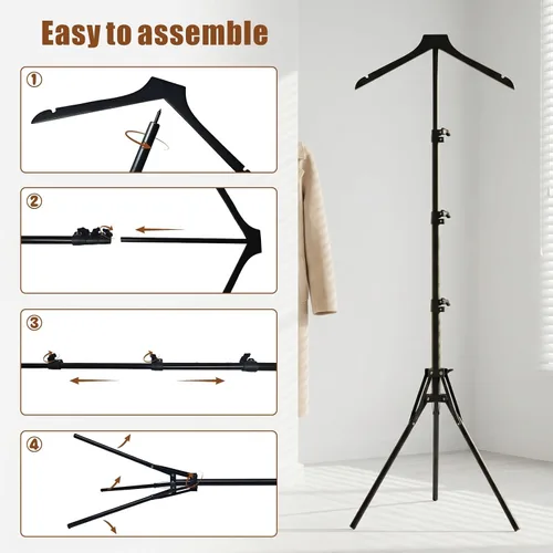 Miniatura 4 de Paquete de 2 soportes de exhibición ajustables para camisas de 32 a 63 pulgadas, soporte plegable de metal para torso con base de trípode resistente