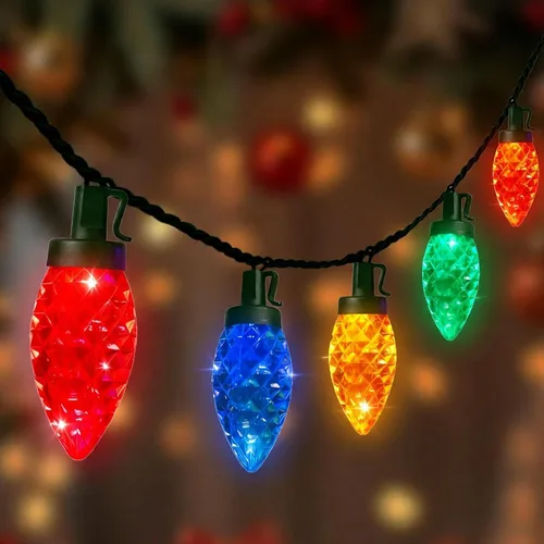 Miniatura 36 de Guirnalda de 10 luces LED de color rojo, blanco y azul para exteriores, 8.5 pies, luces decorativas para el 4 de julio, impermeables, conectables