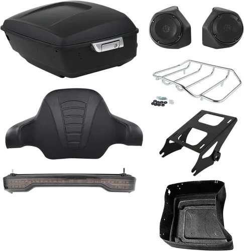 Miniatura 10 de TCMT Caja de maletero trasera con respaldo para motocicleta, rejilla portaequipajes de 2 plazas, para Harley 2014-2025 Touring CVO Road King Street