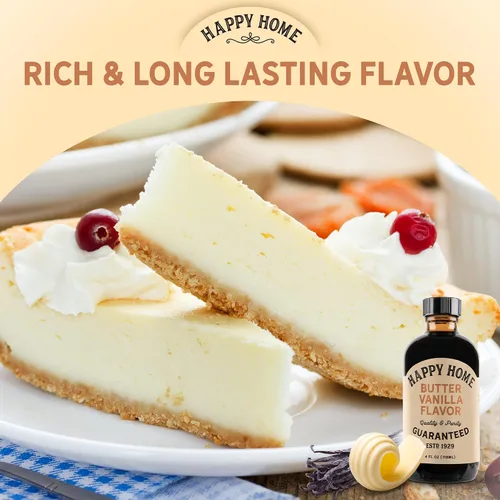 Miniatura 5 de Happy Home Sabor a vainilla de mantequilla natural premium, certificado Kosher, 4 onzas.