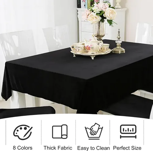Miniatura 7 de Paquete de 4 manteles cuadrados de mesa de 52 x 52 pulgadas, mantel negro lavable a máquina, tela de poliéster, cubierta de mesa para comedor