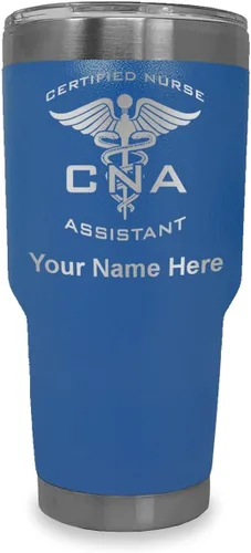 Miniatura 34 de LaserGram Vaso aislado al vacío de 20 onzas, asistente de enfermera certificada por CNA, grabado personalizado incluido (negro)