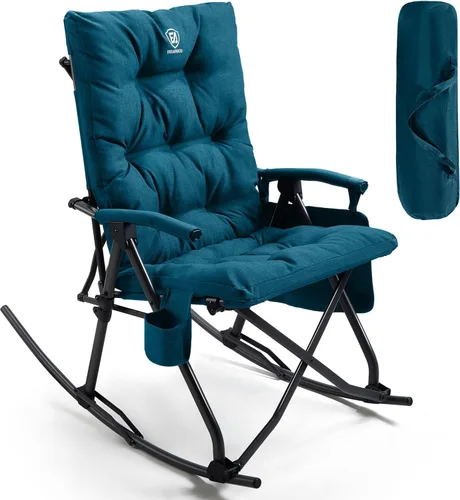 EVER ADVANCED Silla de camping basculante plegable extragrande, silla de columpio portátil acolchada para patio, césped y exteriores, sillón duro