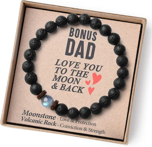 Regalos de Navidad para niños, hombres, amor, fuerza, pulsera de piedras preciosas naturales para hijo, nieto, papá, novio, marido, hermano,