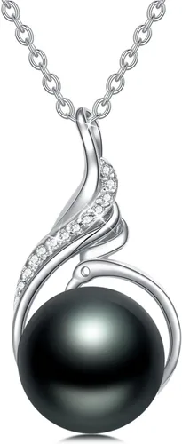 Miniatura 19 de Collar con colgante de perlas negras cultivadas, joyería fina, regalos para mujeres, collar con pedante de perlas negras de agua dulce para mujer