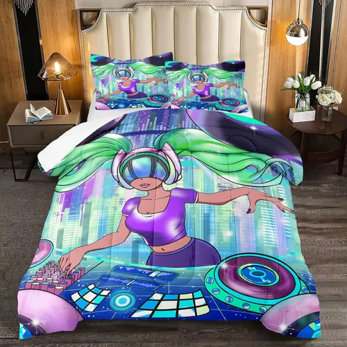 Juego de edredón de 3 piezas con 2 fundas de almohada, tamaño Queen, diseño africano de DJ Girl de microfibra suave, regalo para mujeres y niñas